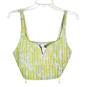 ZARA printed pleated crop top spring